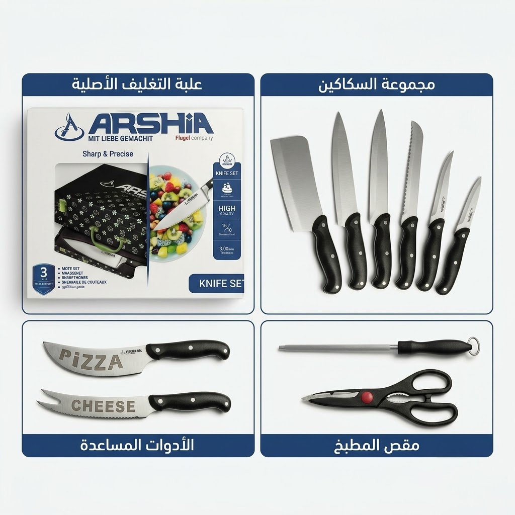 طقم سكاكين ارشيا 25 قطعه مع ضمان 3 سنين - الصورة 3